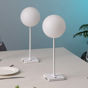Allie 17.5" Modern Minimalist Indoor/Outdoor Metal Globe Rechargeable/Cordless Dimmable Integrated LED Table Lamp with Touch Sensor